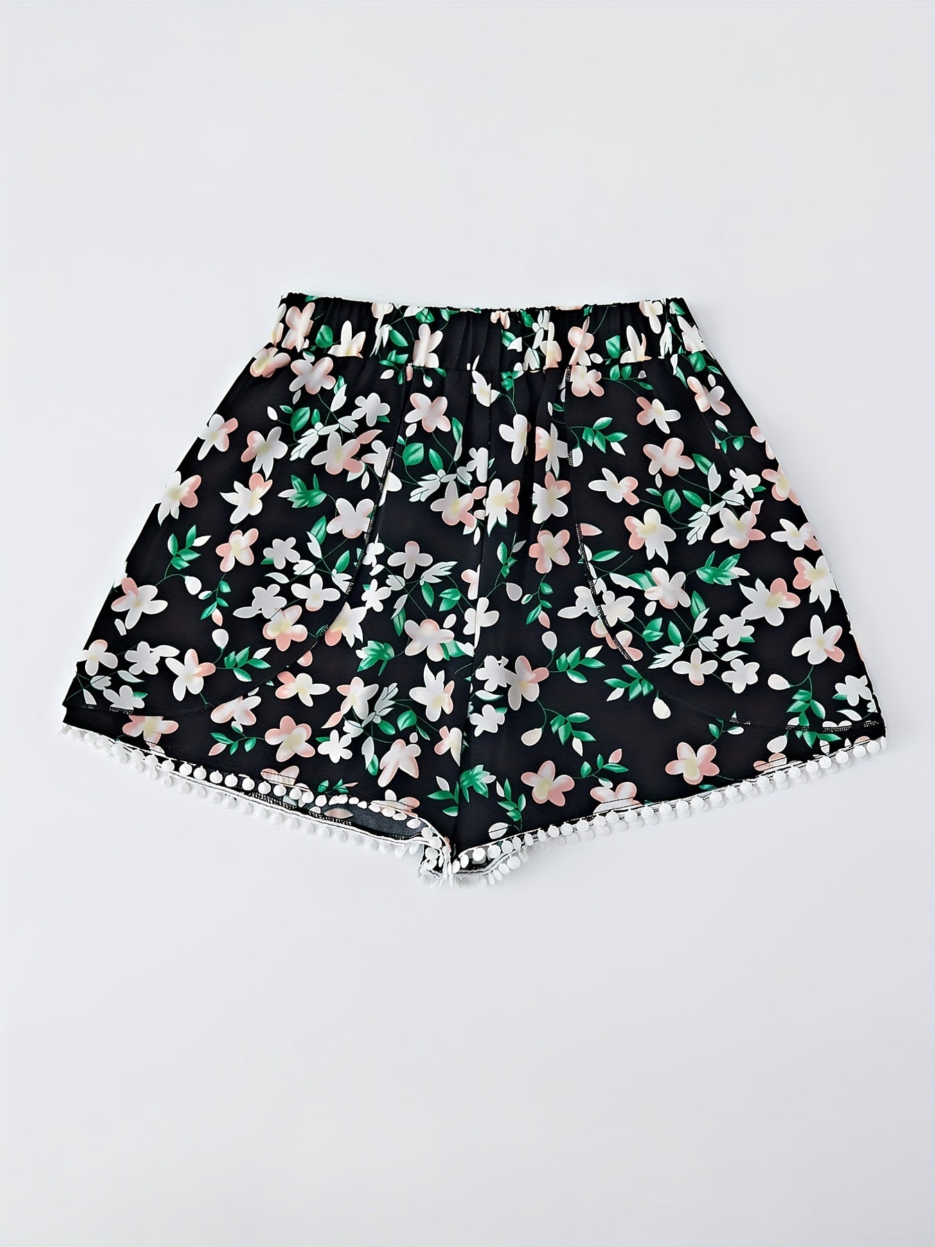 Floral Print Tassel Shorts Wide Leg Women's Clothing
