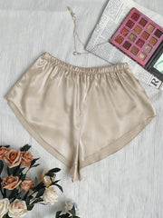 Soft Satin Sleep Bottoms Elastic Waistband Shorts Women's Sleepwear
