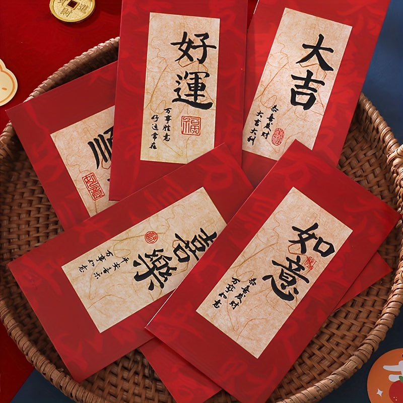 6pcs Year Of The Dragon Red Envelopes Lucky Money Spring Universal Envelopes
