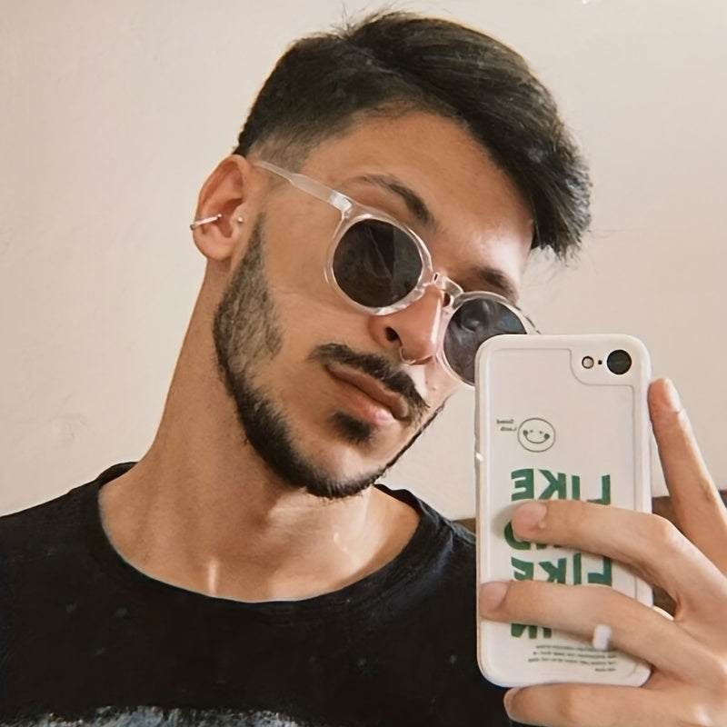 Men's Round Frame Sunglasses With Case