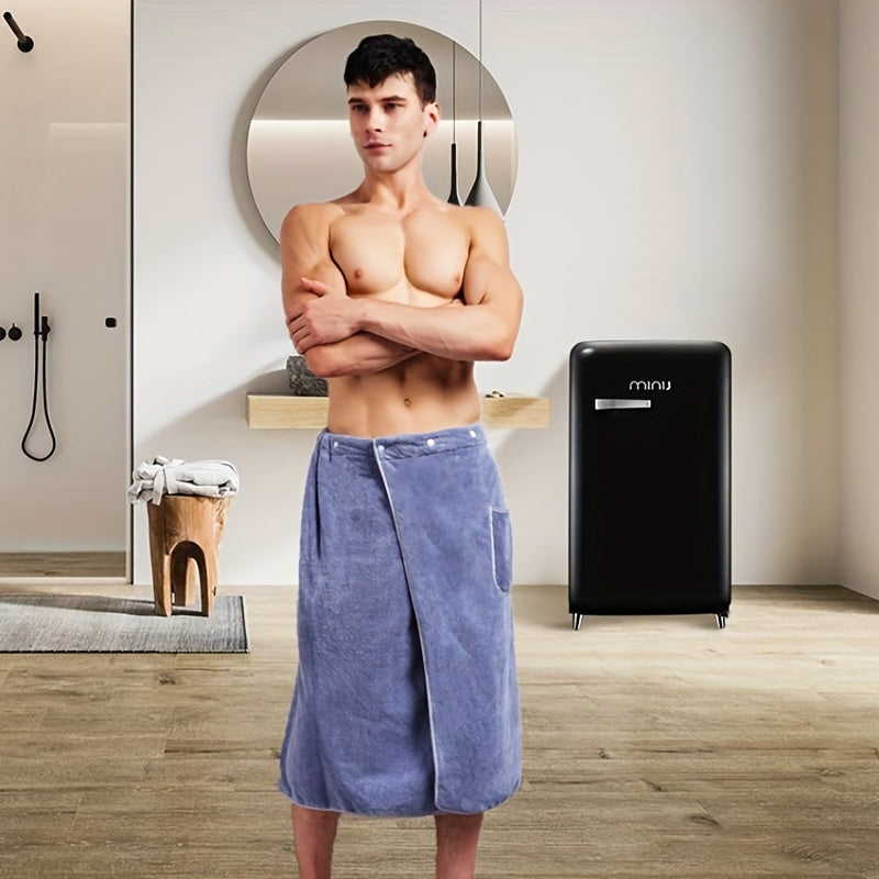Soft Men's Bath Towel with Pocket Sauna Skirt for Shower and Bathing