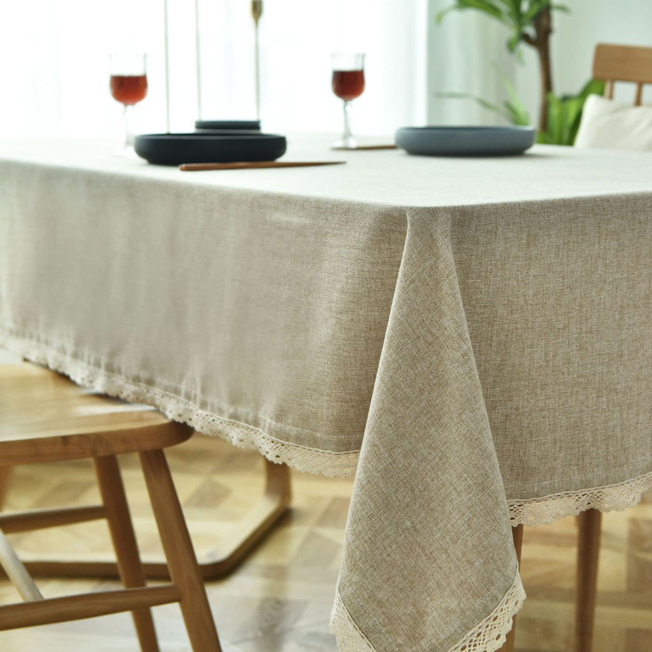 Solid Ingney Lace Tablecloth - Stain Resistant & Waterproof