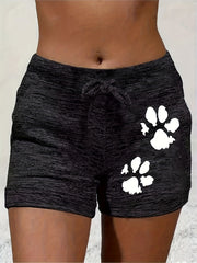 Graphic Print Drawstring Shorts Women's Clothing