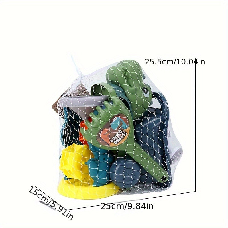 7pcs Dinosaur Beach Toy Set Dump Truck Watering Can Shovel Rake Sand Molds