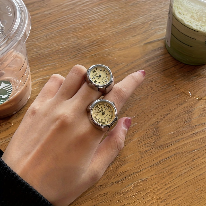Punk Watch Ring Couple Finger Watch Mini Clock Retro Creative