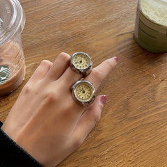 Punk Watch Ring Couple Finger Watch Mini Clock Retro Creative