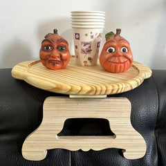 Wooden Sofa Tray with Phone Holder - Non-Slip Armrest Table