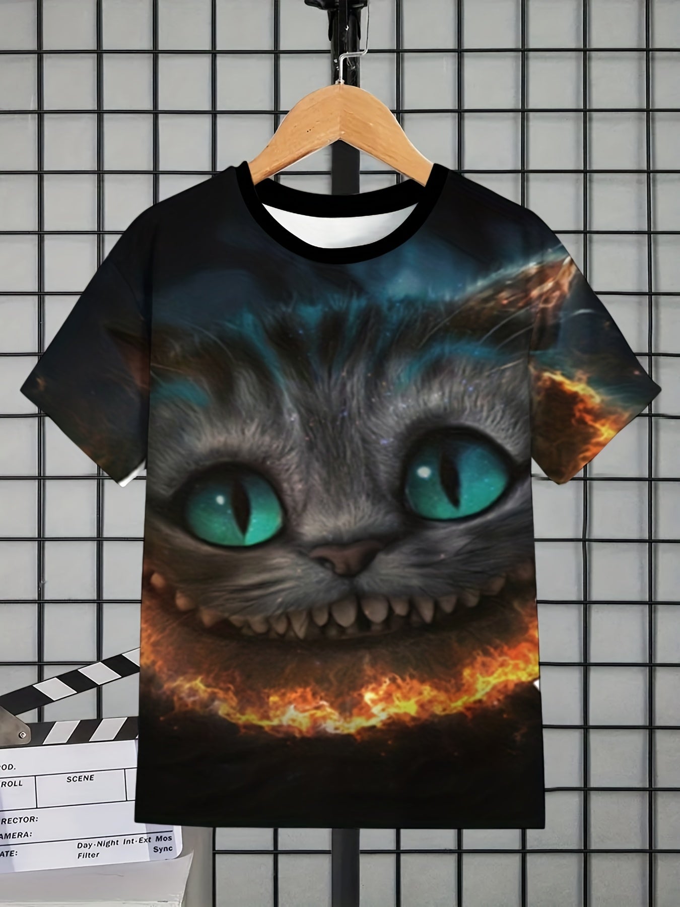 Boys' 3D Cat Graphic T Shirt Active & Stretchy Short Sleeve Tee