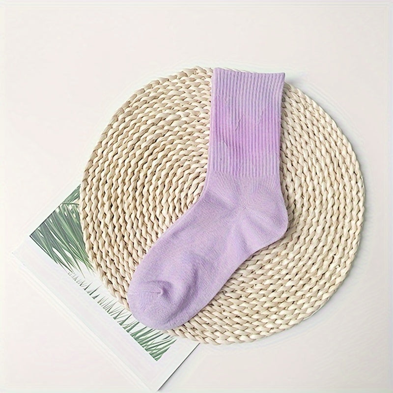 Colorblock Funny Pattern Mid Tube Socks Women's