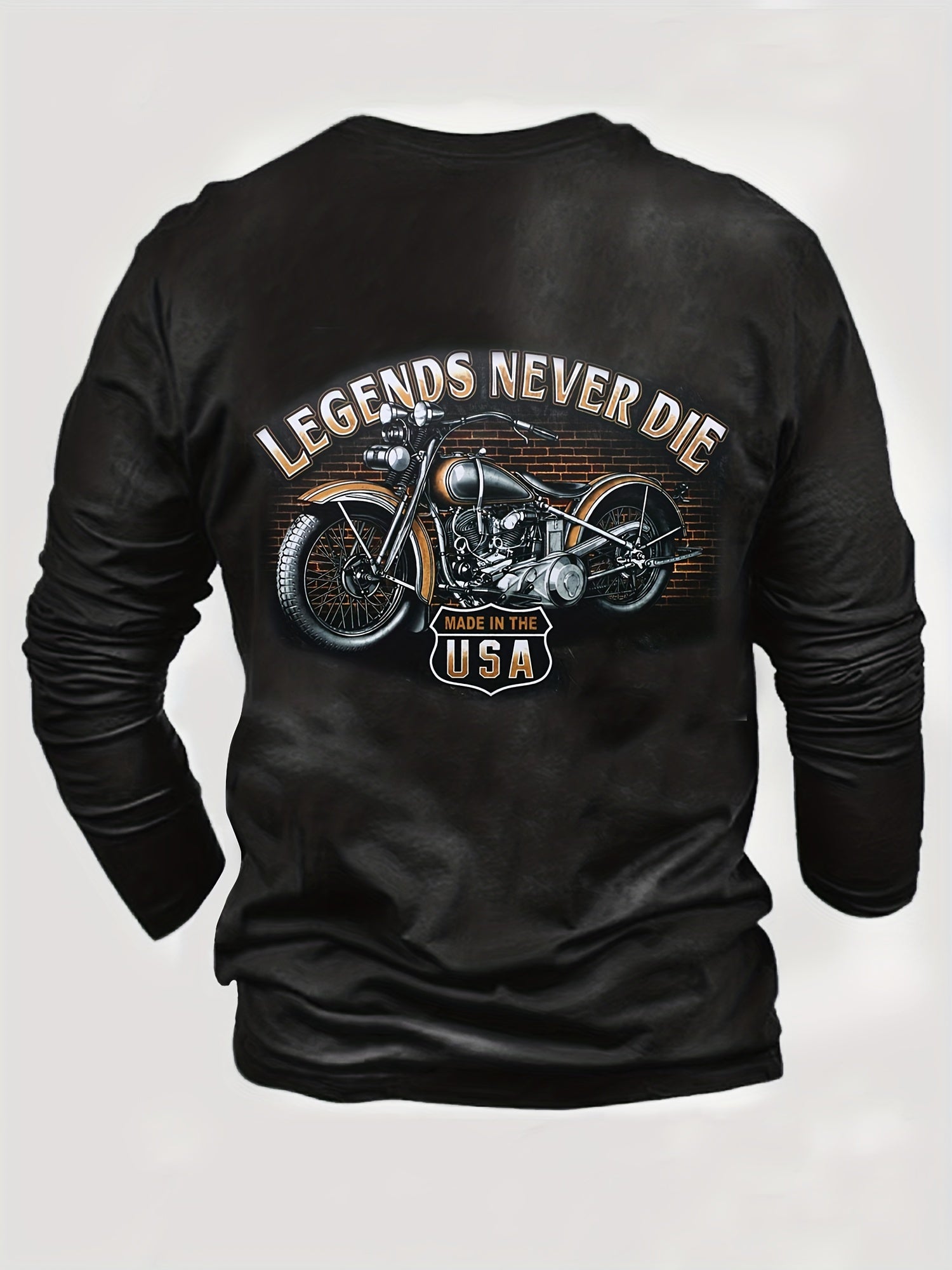 LEGENDS NEVER DIE Motorcycle Print Men's Graphic Round Neck Sweatshirt
