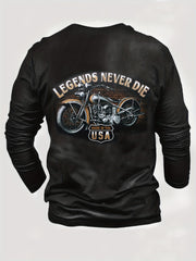 LEGENDS NEVER DIE Motorcycle Print Men's Graphic Round Neck Sweatshirt