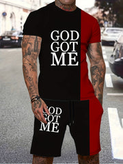 God Got Me 2 Piece Outfit Short Sleeve T-shirt & Shorts Set