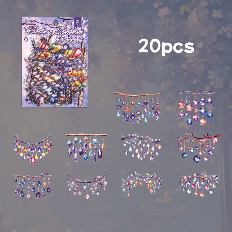 20pcs Retro Colorful LED Strip Stickers Transparent Waterproof for Scrapbooking
