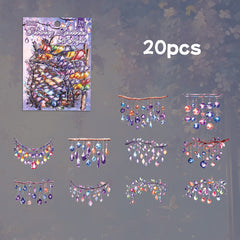 20pcs Retro Colorful LED Strip Stickers Transparent Waterproof for Scrapbooking