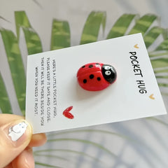 Ladybug Pocket Hug Token with Inspirational Card - Encouragement Gift