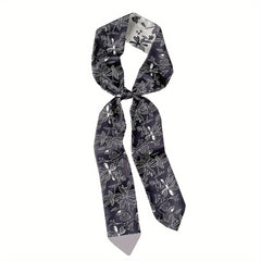 Geometric Floral Print Skinny Scarf French Style Ribbon Necktie