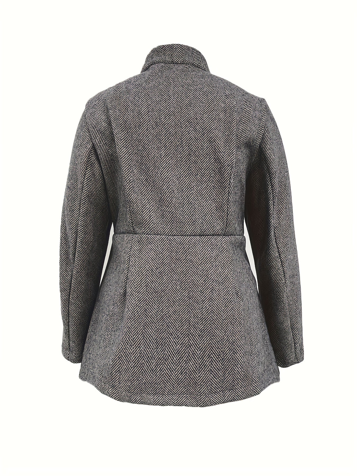 Chevron Print Woolen Long Sleeve Blazer