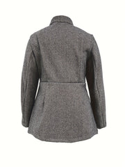 Chevron Print Woolen Long Sleeve Blazer