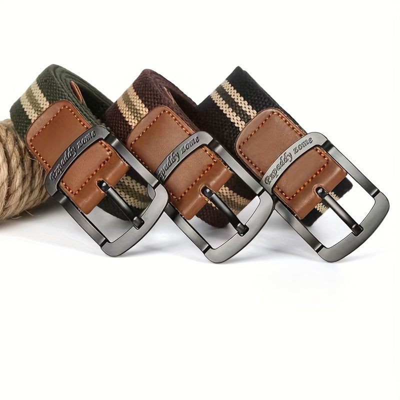 Men's Nylon Canvas Work Belt Metal Buckle Outdoor Leisure Wear
