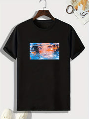 Anime Girl Pattern Print Men's Comfy Sports T shirt Graphic Tee