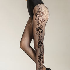 Flower Jacquard Pantyhose High Waist Fishnet Tights Women's Stockings
