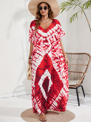 Boho Cover Up Women's Tie Dye & Geo Print Kaftan Beach Cover Up Dress