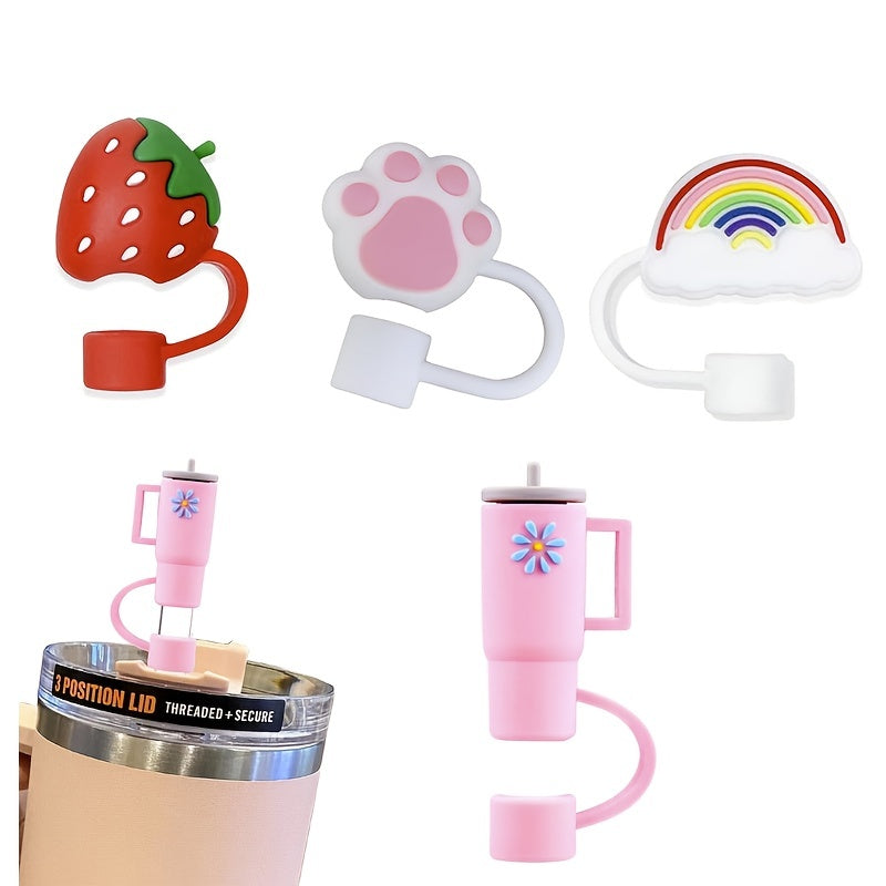 4pcs Reusable Silicone Straw Lids Leakproof Plug for 10mm Straw Cup