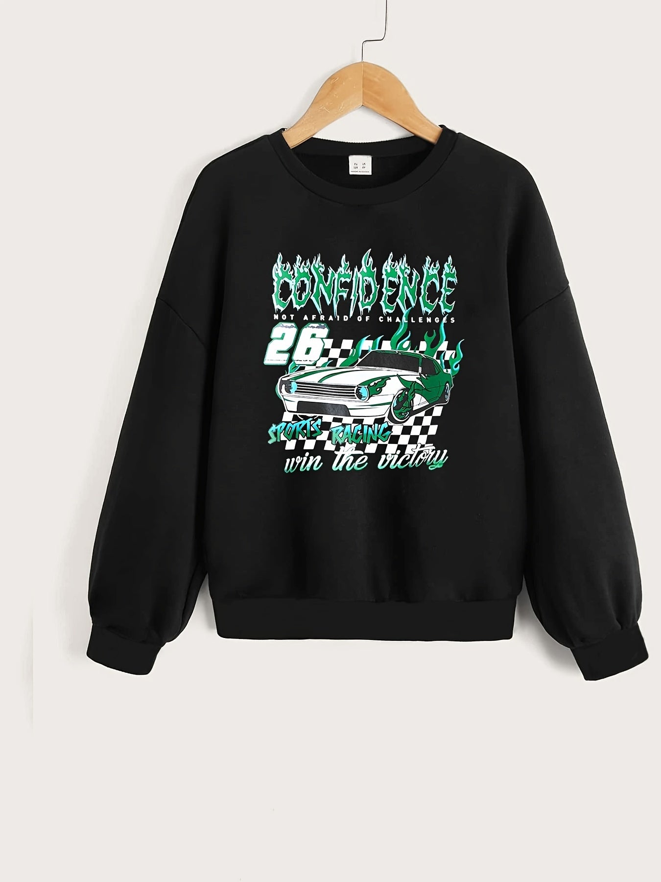 Girls' Smile Letter Print Pullovers Crew Neck Sweatshirt