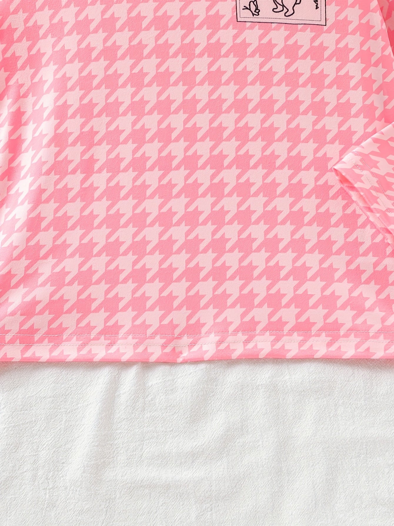 Kid's 2pcs Rabbit Houndstooth Pajama Set, Long Sleeve Top & Pants