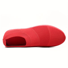 Women's Low Top Knitted Sneakers Lightweight Slip On Sports Shoes