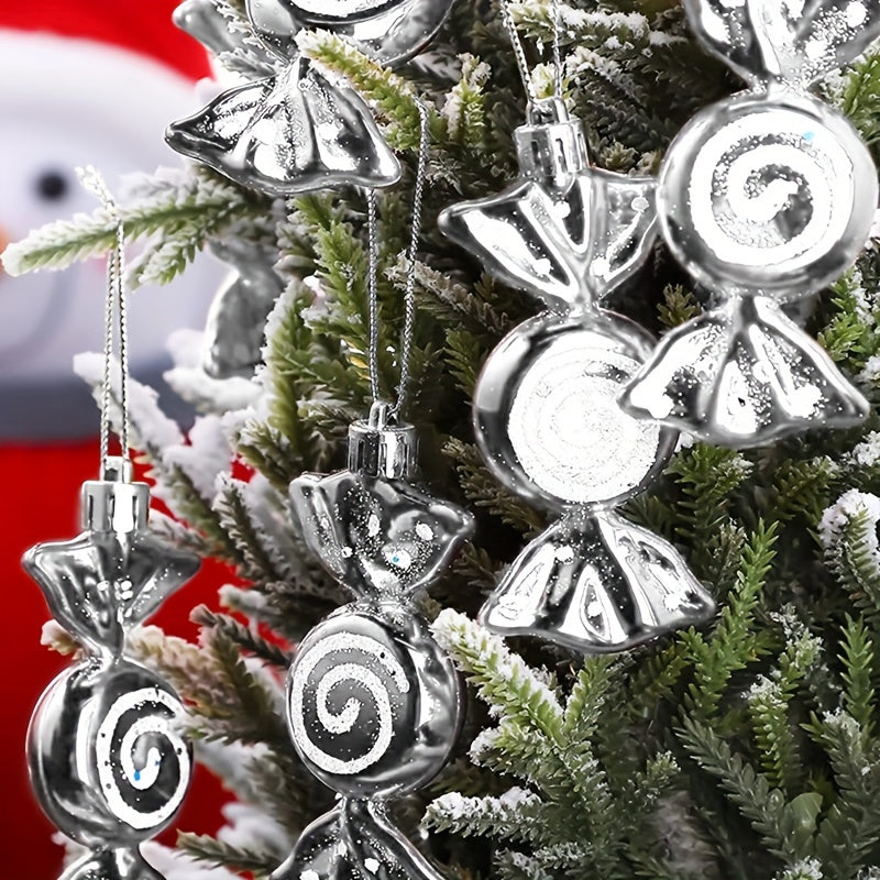6pcs Silvery Plating Candy Hanging Ornament Christmas Party Decoration