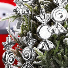 6pcs Silvery Plating Candy Hanging Ornament Christmas Party Decoration