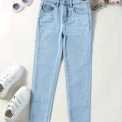 Girls Skinny Denim Trousers Casual Jeans For Kids