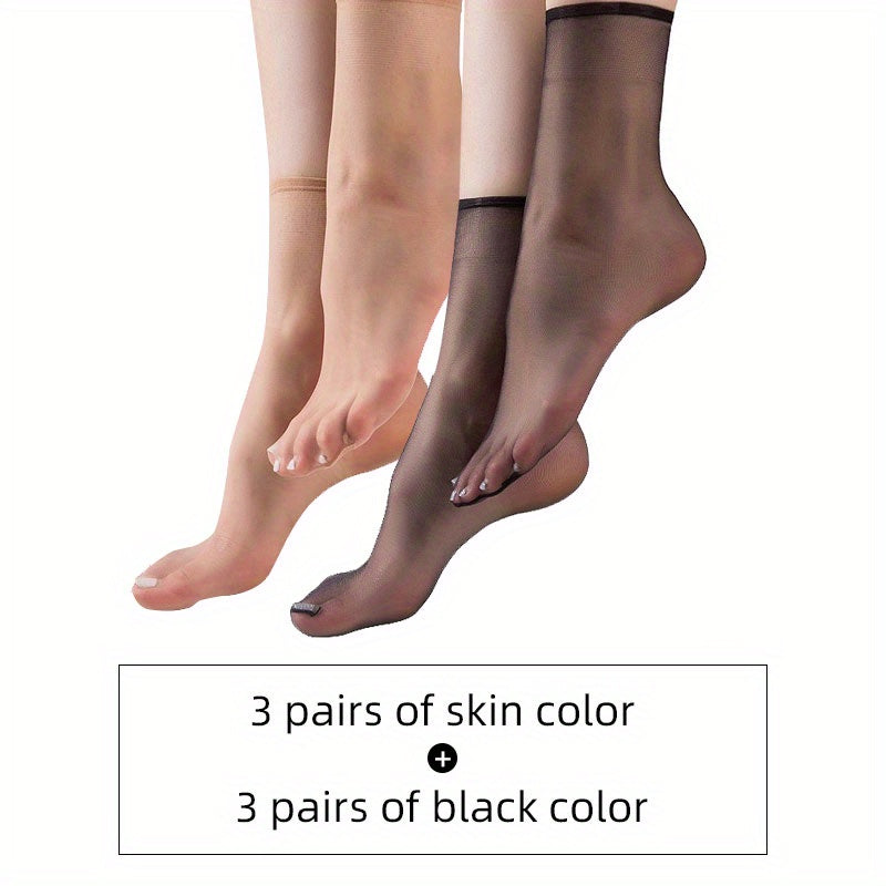 6 Pairs Sheer Mid Tube Socks Ultra Thin Invisible Anti Hook Stockings & Hosiery
