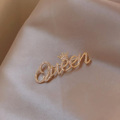 Queen Crown Rhinestone Brooch Pins Crystal Flower Brooch