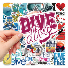 50pcs Diving Sign Waterproof Stickers for Phone Laptop Luggage Ipad Hand Bill