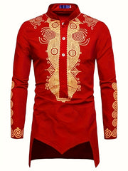 Men's African Traditional Long Sleeve Print Dashiki