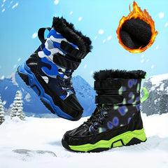 Boy's High Top Snow Boots Warm Fleece Cozy Non slip Boots