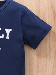 Boys Casual Outfit Round Neck T shirt & Shorts For Summer Kids Clothes