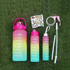 Rainbow Large Capacity Cup Gradient Plastic Water Bottle For Sports Fitness