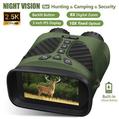 High Res 2.5K Binoculars 10X Optical 8X Digital Zoom