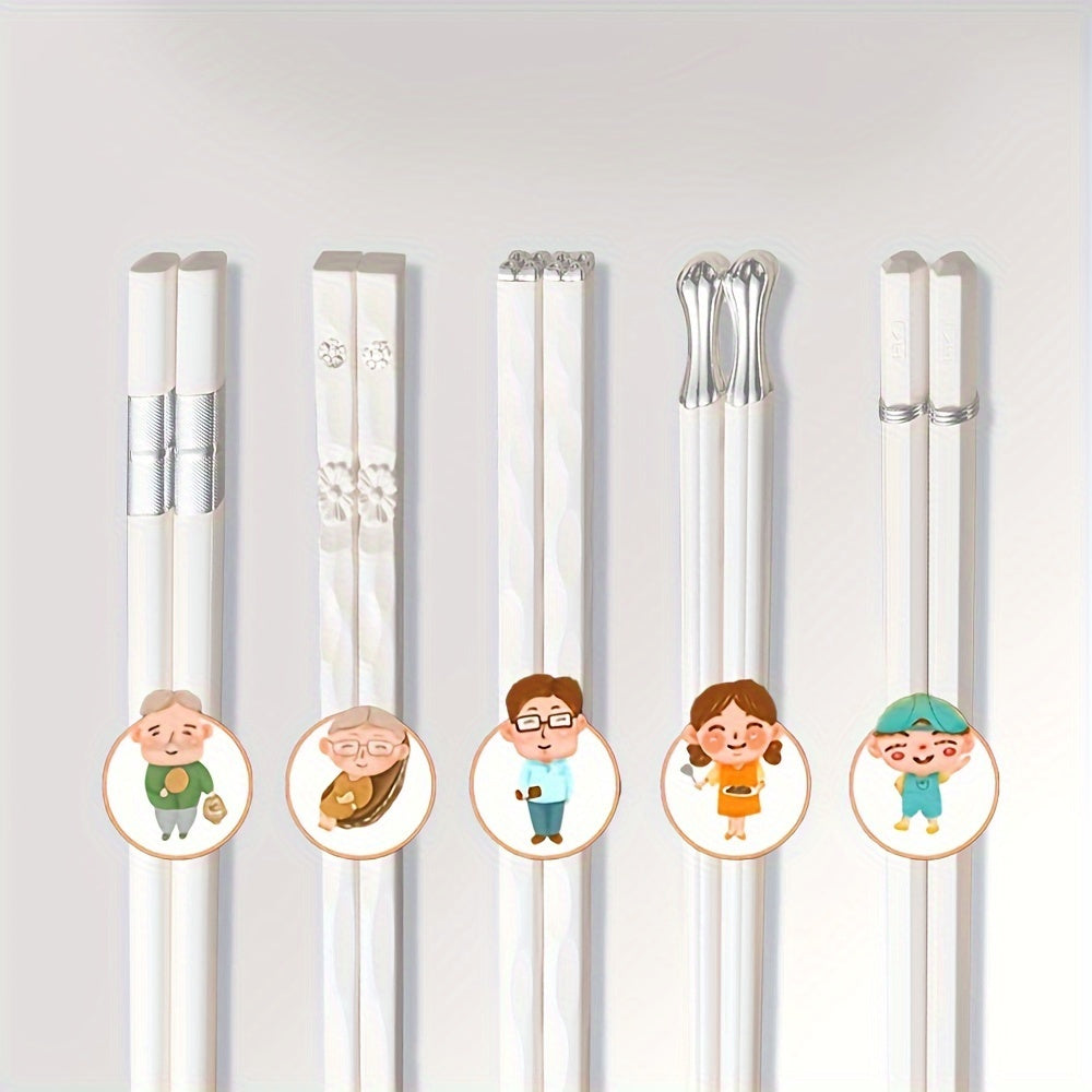 5 Pairs Reusable Metal Chopsticks for Outdoor and Home Use