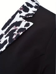 Colorblock Leopard Print Blazer