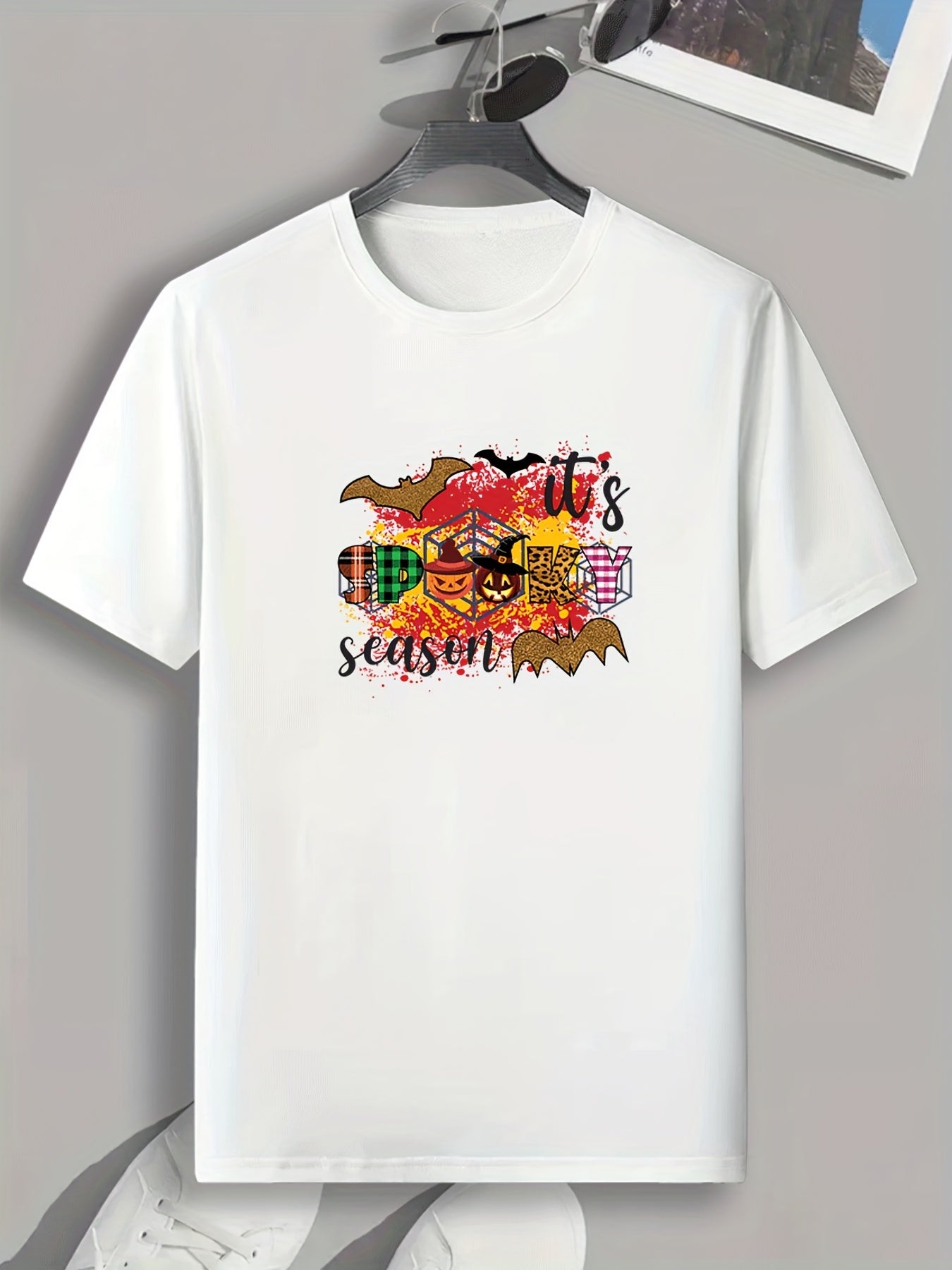 Men's Spooky Season Print T-shirt Crew Neck Tee