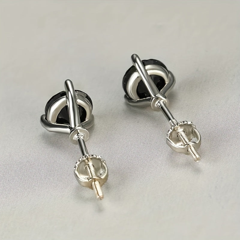 Spiral Stud Earrings 925 Sterling Silver Zircon Decor Delicate Jewelry