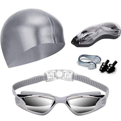 5-in-1 Electroplated Swimming Goggles & Cap Set for Clear Vision & Comfort