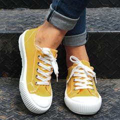 Solid Sneakers Women's Lace Up Casual Shoes Lightweight Soft And Comfortable