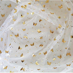 Colorful Nylon Mesh Golden Foil Butterfly Net Fabric