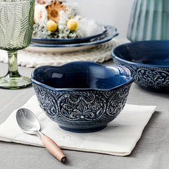 Embossed Dinner Plates Baroque Style Ceramic Tableware Kitchen