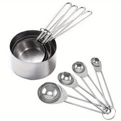 8pcs Measuring Cups/Spoons Set Stainless Steel Handle Cup Graduated Spoon